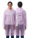 Destinio Poncho for Men, Poncho for Women- Thick Waterproof PVC, Knee Length Rain Coat, Reusable - Transparent Pocket Raincoat with Hood, Full Cover for Bag in Travel,Trekking, Bike Riders (Purple)