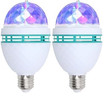 YOOLYER 2 Pack Color Rotating Bulb E26 Party LED Bulbs,Multi Crystal Stage Lights for Disco,Color Changing Strobe RGB Bulb,Suitable for Indoor and Outdoor Birthday Parties,Clubs,Bars,Photography