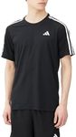 Adidas IKM32 Men's Running Short Sleeve T-Shirt, Down The Run, 3 Stripes, Short Sleeve T-Shirt, Black (IQ3834), M