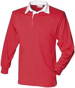 Front Row Long sleeve plain rugby shirt Red/White L