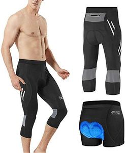 MEETWEE Cyclisme Pantalons 3/4 Homme, Vélo Corsaires Respirant 3D Gel Silicone Long Bike Compression Leggings Cycliste Pantalon de Vélo Pantalon