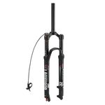 LANXUANR 26/27.5/29 Inch Magnesium Alloy Mountain Bike Fork Rebound Adjustment,Air Supension Front Fork 100mm Travel,9mm Axle,Disc Brake,Matte Black (Straight Tube - Remote Lockout, 27.5)