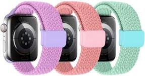 OWKEY Braided Solo Loop Compatible with Kids Apple Watch Band, Stretchy Breathable Strap with Easy Buckle for iWatch Series 9 8 7 6 5 4 3 SE SE2 Girls Boys Small Wrists (38/40/41mm,