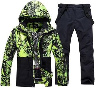 RIUIYELE Men's Ski Jacket and Pants Set Winter Heated Coat Hooded Outdoor Skiing Snowboard Suit for Men (D-Black, M)