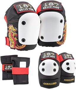 187 KILLER PADS Skateboarding Knee Pads, Elbow Pads, and Wrist Guards, Six Pack Pad Set, Junior, Caballero (SPJA205)