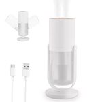 Neulriscn Humidifier for Bedroom, 450ml Cool Mist Humidifier, Portable Small Desktop Humidifier with Night Light, Auto-Off, 90° Rotation, Rechargeable Air Humidifier for Nursery, Office, Plants, Car