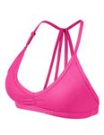 YEOREO Workout Sports Bras for Women Padded Strappy Open Back Gym Bra Lorelie Light Impact Criss Cross Yoga Crop Top Rose Red S