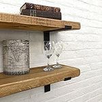 Ben Simpson Furniture Handmade Chunky Wooden Lipped Bracket Shelf | 22 x 80 cm | Dark Oak