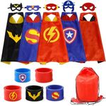 Kids Dress Up Superhero Capes Set Toys Costumes Party Favors Christmas Cosplay For Girls Boys(5pcs capes with Slap Bracelets)