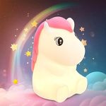 Cute Horse Kids Night Light, Attivolife Silicone Unicorn Lamp with Touch Control, Dimming, Timer & Rechargeable Animal LED Portable Nightlight - Best Bedside Lamp Bedroom Decor Birthday Gift for Girl