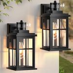 Motion Sensor Outdoor Wall Lights 2 Packs-Updated Dusk to Dawn Outdoor Lighting,Exterior Light Fixtures with E26 Sockets & Tempered Glass, Wall Mounted Black Waterproof Outdoor Lights for House