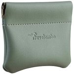 Travelambo Leather Squeeze Coin Purse Pouch Change Holder for Men & Women