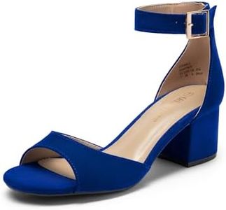 DREAM PAIRS Womens Chunkle Low Heel Pump Ankle Strap Dress Sandal,Size 5,Royal Blue,CHUNKLE