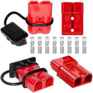 Anderson Connector 4 Pcs, 50 Amp 12-36v Batteries Quick Connect/Disconnect Plug Kit, Connectors for 6 to 12 Gauge Cables, for Car Bike ATV Winches Lifts Motors More,SB 50 Red