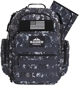 Sager Creek Dad Diaper Bag Backpack with Changing Pad. Waterproof Military Diaper Backpack for Men w/Insulated Compartment (Gray)