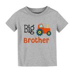 Big Brother Little Brother Matching T-Shirt Toddler Baby Boy Big Bro Shirts Newborn Infant Romper Bodysuit Summer Tees(Grey Truck,3-4 Years)