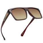 JIM HALO Retro Polarized Sunglasses Men Women Flat Top Square Driving Glasses (Brown Frame/Polarized Brown Lens)