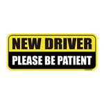 New Driver Magnet_Long (Yellow/Black) – Student Driver Car Magnet – Rookie or Novice Driver Magnet Reflective Bumper Safety Sign – Please Be Patient Warning Vehicle (1 Pack)