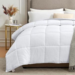 Homelike Moment Lightweight Twin Comforter - White Duvet Insert Down Alternative Comforter Twin Size Bed, All Season Quilted Bedding Comforter with Coner Tabs Soft Cozy Twin Size White Square Embossed