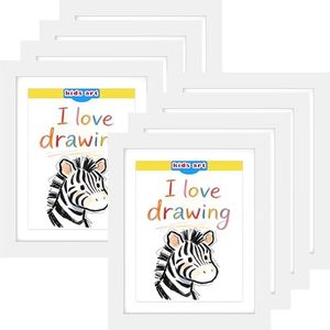 FrameWorks 8-Pack 10x12.5 White Wooden Kids Art Frame with Magnetic Door – Display for 3D Artwork, Photos, Crafts – Gallery Style Edges Wall Decor for Home, Playroom, Easy Access Frame for Creativity