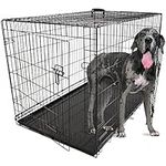 Dog Crate, Dog Cage, Foldable Puppy Crate, Non-Chew Metal Removable Tray, Folding 2 Door Crate, Extra Large Size 46-inch (114cm) Black