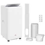 HOMCOM 12,000 BTU Portable Air Conditioner, 5-in-1 Air Conditioning Unit, Dehumidifier with Remote, LED Display, 2 Speeds, 24H Timer On/Off, Child Lock, Window Venting Kit, 28m², A Energy Efficiency