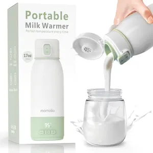 Portable Milk Warmer for Travel, 17 oz Capacity, 3 Min Fast Heating & Long Battery Life, Baby Bottle Warmer for Breast Milk and Water On-The-Go, Pasteurization Mode, Meets Full Day Feeding Needs