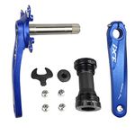 BNVB Bike Crank Arm Set， 170mm 104 BCD Mountain Bike Crank Set with Bottom Bracket Crank and Chainring Bolts for MTB BMX Road Bicyle, Compatible with Shimano, FSA, Gaint (Black/Red/Silver) (Blue)