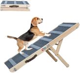 Dog Ramp, Folding Portable Pet Ramp for Dogs and Cats, 43.3" Long High Traction Dog Ramps for Car Bed Couch, 6 Adjustable Height from 14.56” to 25.2”, Rated for 132lbs