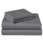 1000 Thread Count 100% Egyptian Cotton Sheet Set- Dark Grey Twin XL Size Bed Sheet Set- Super Soft 4-Piece Solid Sateen Weave Woven 12" Inch Drop Pockets #HotelQuality, OekoTex Certified