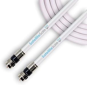 SatelliteSale Digital 75Ohm RG-6/U Coaxial Cable with F-Type Connector Indoor/Outdoor Universal Wire White Cord 25 feet