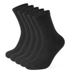 Closemate Womens Crew Socks Black Casual Calf Socks for Teen Girls Lightweight Thin Comfy Breathable Cotton Socks 5 Pairs(5Black, Size M)