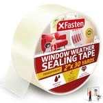 XFasten Transparent Door and Window Weather Stripping Tape, 2”x30yds Window Insulation for Winter, No Mess Winter Window Seal Kit, No Cold Drafts