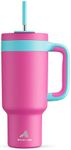 POWCAN 40 oz Tumbler with Handle, 2-in-1 Straw and Sip Lid, Leakproof, Dishwasher Safe, Insulated Stainless Steel Travel Coffee Mug, Keeps Cold for 34 Hours, Fits in Car Cup Holder (Barbie)