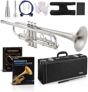 AKLOT Weighted Leadpipe Bb Trumpet: Electroplated Nickel Pistons, Brushed Matte Silver, Leather Finger Guard, Weighted and Standard Trumpet Mouthpieces, Stylish Leather Case, Lesson Book (SNR-VirtSS)