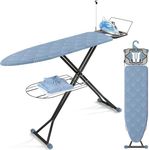 KINGRACK Ironing Board, Iron Rest with Silicone Irons Harness, Space Saver Ironing Table, Extra Thick Heat-Resistant Cover with Padding, Adjustable Height, Blue