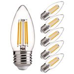 Dimmable LED Candelabra Light Bulbs 60W Equivalent E26 Base - FLSNT 4.5W B11 LED Chandelier Candle Light Bulbs,2700K Soft White, 450LM,CRI80-6 Pack