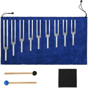 veonly Chakra Tuning Fork Set for Healing 9 PCS Tuning Forks with Reflex Hammer And Storage Bag, Aluminum Alloy Sound Healing Fork For Healing/Chakra/Sound Therapy, Buddhists Yoga Teacher