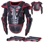 StarknightMT Upgraded Motorcycle Kids Armor Suit Dirt Bike Gear Elbow Knee Pads Chest Belly Protector Motocross Riding Guards Set（Red）