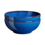 Denby - Imperial Blue Cereal Bowls Set of 2 - Dishwasher Microwave Safe Crockery 820ml 17cm - Royal Blue Ceramic Stoneware Tableware - Chip & Crack Resistant Coupe Soup Bowls