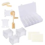 Embroidery Floss Organizer Set 200 Pcs White Plastic Flossand 2 Pcs Floss Winder 1 Removable 36 Compartments Plastic Storage Box and 256 Pcs Dots Blank Stickers for Craft DIY Embroidery Sewing Storage