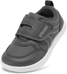 Toddler Wide Toe Box Shoes Boys Barefoot Shoe Boy Sneakers Kids Tennis Shoes Preschool Non Slip Lightweight Comfortable First Walking Running Outdoor Activities Dark Grey Infant Size 4