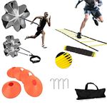 XINXIANG Speed Agility Training Kit-Includes Agility Ladder, 5 Round Training Cones,Resistance Parachute, 4 metal Stakes & Carrying bag, football ladders for Faster Footwork and Better Movement Skills