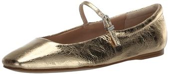 Dolce Vita Women's Reyes Ballet Flat, Gold Distressed Leather, 10