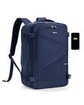 ECOHUB 17" Small Unisex Travel Backpack United Airlines Approved 17x10x9 Friendly Suitcase Anti-Theft Lockable Zippers Style Personal Item Bag Travel Essentials with 12 Pockets Water Resistant, Blue