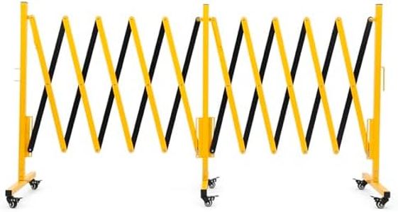 Garvee Industrial Expandable Metal Barricade, 16 ft Mobile Safety Barrier Gate, Retractable Traffic Fence, Easily Assembled Safety Barrier Gate with Casters