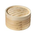 Joyce Chen J26-0013 2-Tier Bamboo Steamer Baskets, 10-Inch, 600 Cubic, Tan