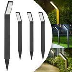 LONGTOO 4 Pack Solar Garden Light for Outdoor, IP65 Waterproof, 3 Modes (White & Warm), Auto On/Off, Bright LED Pathway Light for Yard, Patio, Lawn, Walkway