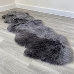 Genuine Colourful Sheepskin Rug | Extra Thick Large Sheepskin Rugs (Charcoal, Double 190x65cm)