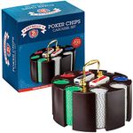 Brybelly Poker Chips - Poker Set with Wood Carousel Case for Casino Party, Texas Holdem, Blackjack and Family Game Night - 200 Count